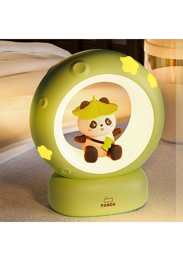 Suntek Çocuklar Gece Lambası Kreş Lambası, Dokunun Kontrol Yeşil Panda Çok Renkli