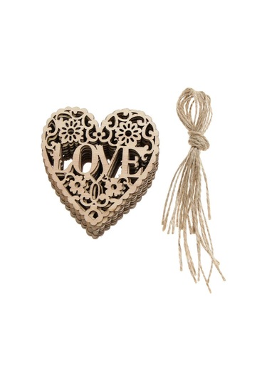 Suntek 10 Parça Ahşap Kesme Aşk Kalp Süslemeleri Düğün