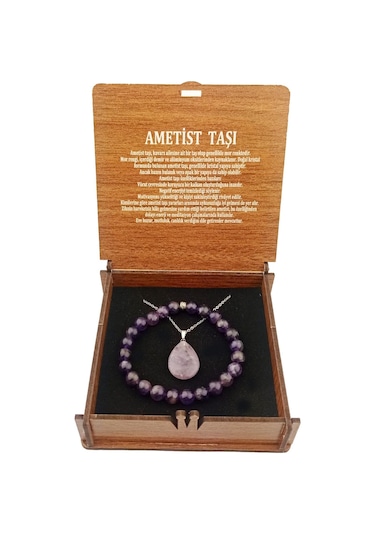 Özel Tasarım Kutusunda Doğaltaş Kolye Ve Bileklik Seti 001