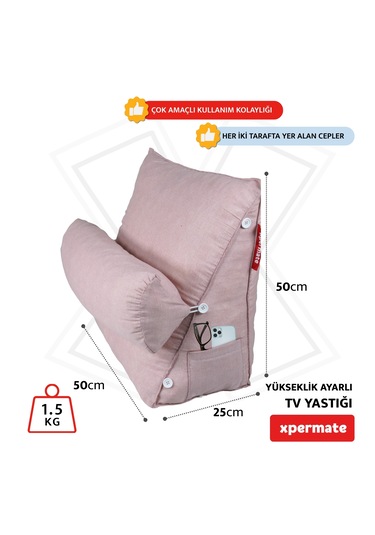 Xpermate Yükseklik Ayarlı Tv Yastığı Bel Destek Yastığı Pembe