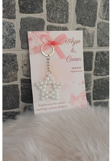 Hediyelik Yıldız Anahtarlık - 25 Adet- Nişan,kına,nikah , Bebek Hatıralık