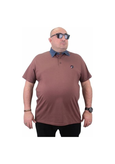 Starbattal Büyük Beden Polo Kot Yaka Tişört 23420 Taba-Taba