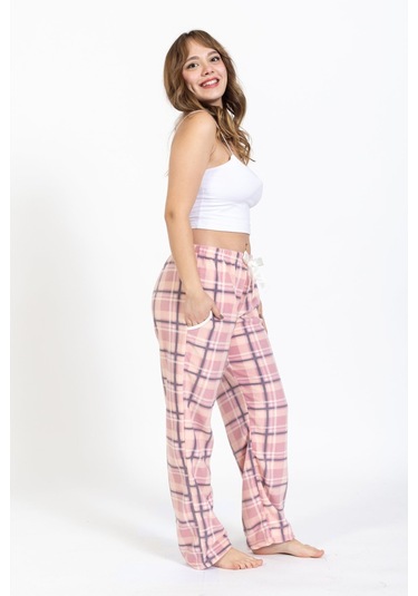 Kadın Polar Kışlık Eşofman Alt Waynap Polar Alt- Açık Pembe