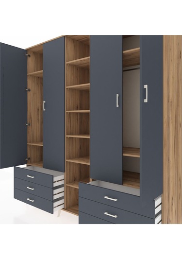 Kronos Dolap 13 Raflı 6 Çekmeceli 2 Askılı 220x59x243 Çam-antrasit/antrasit Antrasıt/antrasıt Kronos Dolap 13 Raflı 6 Çekmeceli 2 Askılı 220x59x243 Çam-antrasit/antrasit Antrasıt/antrasıt