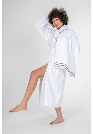 Cotton Box Classic Bornoz Seti Helya Beyaz Unisex M/l Beyaz