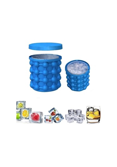 1 Adet-silikon Buz Küpü Makinesi Taşınabilir Kova Şarap Buzluk Çanta Bira Dolabı Yerden Tasarruf Sağlayan Mutfak Gereçleri İçme Viski Dondurma Mavi