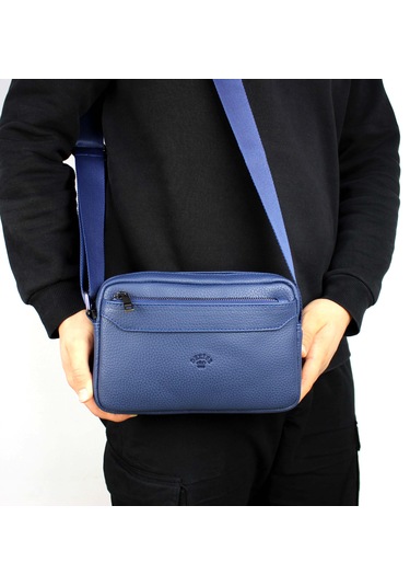 Erkek Lacivert Lüks Orta Boy Askılı Postacı Omuz Çantası Lacivert