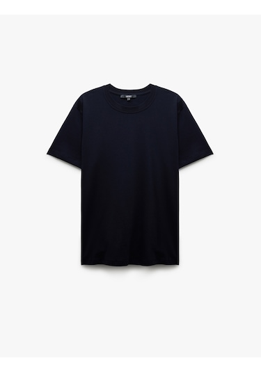 Koton Pamuklu Kısa Kollu Bisiklet Yaka Erkek Basic Tişört Lacivert 6wam10062hk Lacivert