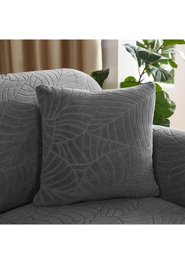 Bej 45x45 Cm Su Geçirmez Yaprak Jakarlı Dekoratif Kare Atmak Yastık Örtüsü Yumuşak Minder Örtüsü Çekyat Sandalye Kapak Süslemeleri