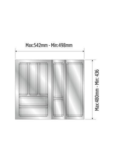 Mutfak Çekmece Içi Düzenleyici, Kaşıklık 54cm X 48cm Yanlar Ve Boydan 4cm Kesilebilir, Antrasit Antrasit