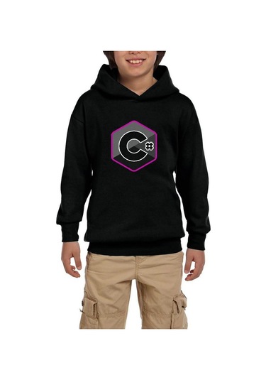 C Sharp Siyah Çocuk Kapşonlu Sweatshirt Siyah