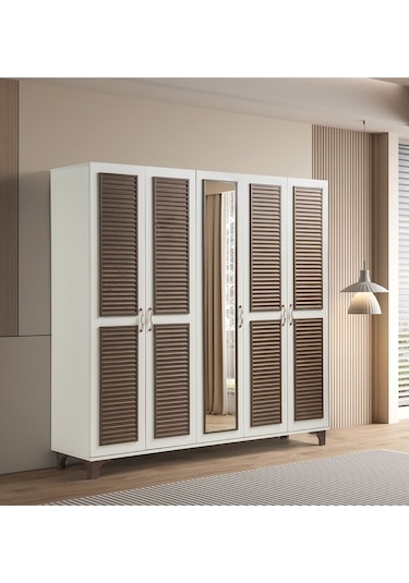 Pema Home Toprak %100 Mdf 5 Kapaklı Dolap Gardırop