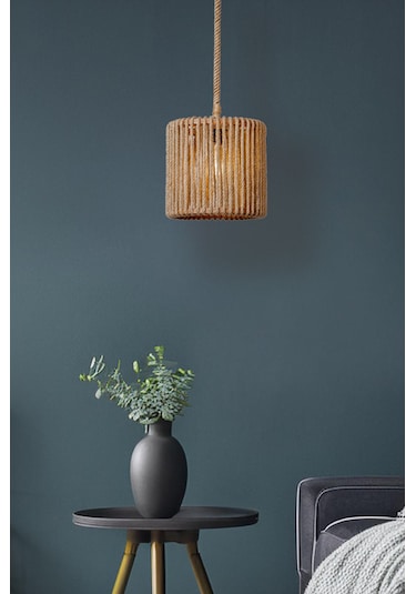 Jüt Serisi Frezya Çift Halatlı Sarkıt Avize Ahşap