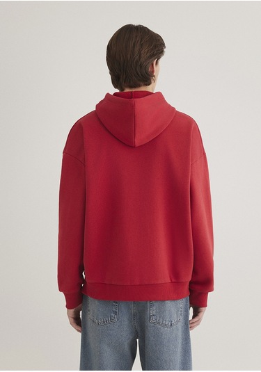Mavi - Mavi Logo Baskılı Kapüşonlu Kırmızı Sweatshirt 067149-86417 Kırmızı