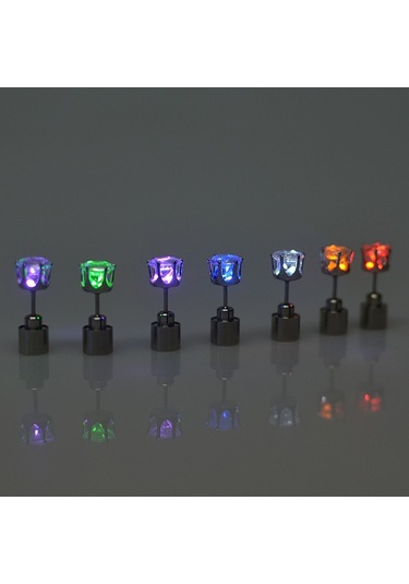 1 Çift Moda Led Küpe Parlayan Işık Up Elmas Küpe Saplama Yeşil