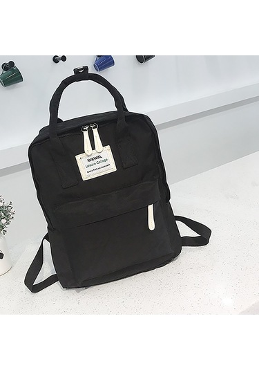 Suofeng Koyu Siyah Su Geçirmez Nylon Okul Çanta - Üniversite Öğrenci Stilinde Dayanıklı Çift Askılı Sırt Çantası Siyah