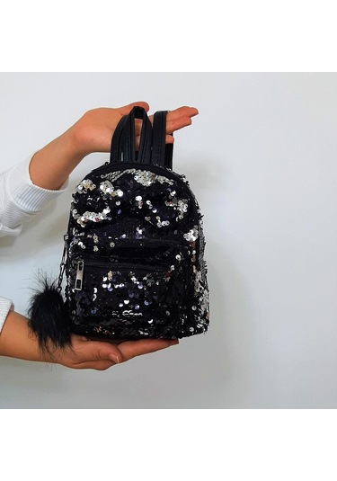 Fiyra Crn Siyah Pullu Kız Çocuk Sırt Çantası 16cmx20cmx10cm Siyah