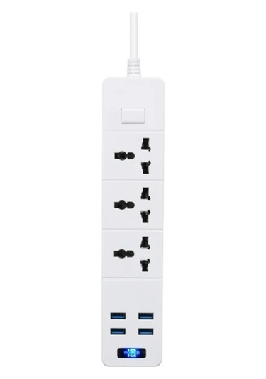 Aubyhe 7'li Akıllı Güç Çizgisi: 3 Ac Prizi + 4 Usb Port 5v/3.1a , Aşırı Akım/kısa Devre Koruma, 1.8m Uzun Kablolu, Ev/ofis/seyahat İçin