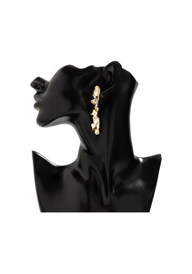 Vkemall Altın Renkli Allüminyum Küpe Düzensiz Katlanmış 3d Tasarım 6.2cm Uzunluk Bireysel Stile Uygun Gold