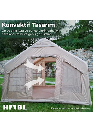 Habl 8 Kişilik 8 m2 4 Mevsim Şişme Çadır 320x250x220 CM - Bej