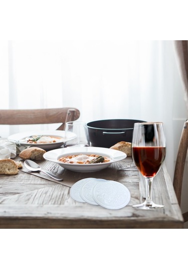 Kağıt Bardak Altlığı Cam Bardak Altlığı 80 Mm Desenli 250 Adet Beyaz