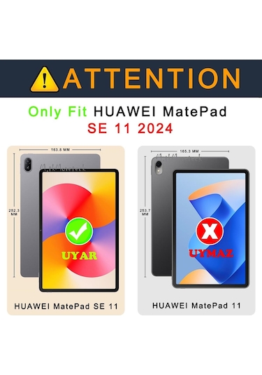 Huawei Matepad Se 11'' İnç 2024 Kılıf Akıllı Uyku Modlu Standlı Arkası Şeffaf Tablet Smart Kapak
