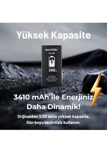 Morfide  Apple Uyumlu iPhone 8 Plus  3410mah Yüksek Amper Batarya