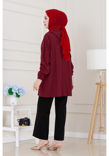 Sevitli Kapüşonlu Önü Patlı Kap-bordo-5165 Bordo