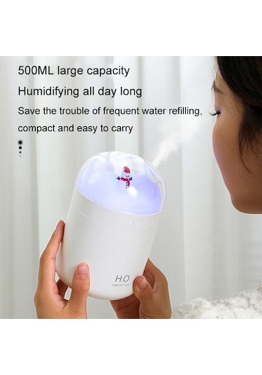 Sones 500ml Kar Adamı Nemlendirici Usb Masaüstü Büyük Kapasiteli Renkli Ortam Işığı Hava Nemlendirici