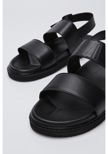 Valmenti Savino Erkek Siyah Hakiki Deri Duz Sandalet 876 04-val Erk Sndlt Y23 Siyah