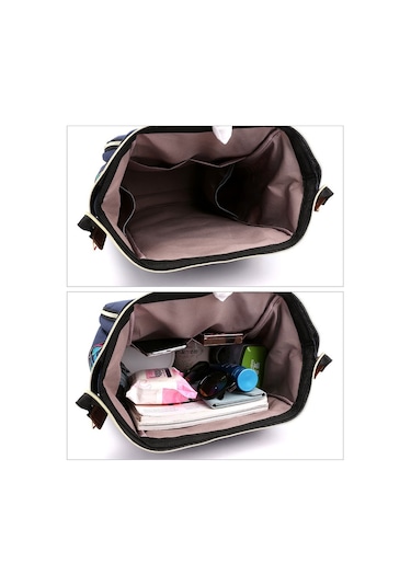 Sones Çiçek Desenli Şık Anne Bebek Seyahat Çantası, Biberon Bölmeli Çanta Mavi