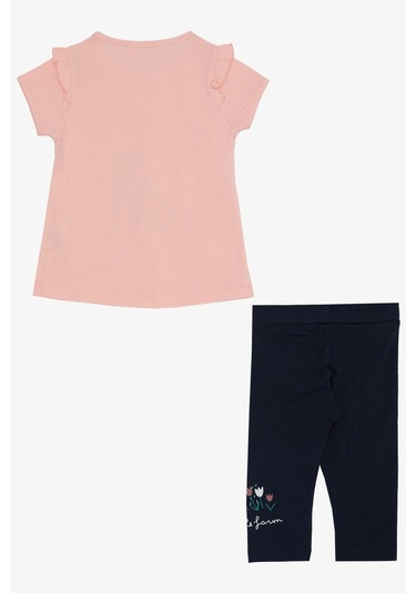 Breeze Kız Çocuk Kapri Taytlı Takım Çifti Kız Baskılı 1-4 Yaş, Somon-somon Somon