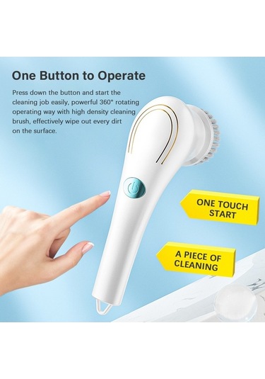 Novahub 5 Fırça Başlıklı Şarjlı Temizleyici - Beyaz, Yer, Banyo, Mutfak İçin Multifonksiyonel Beyaz