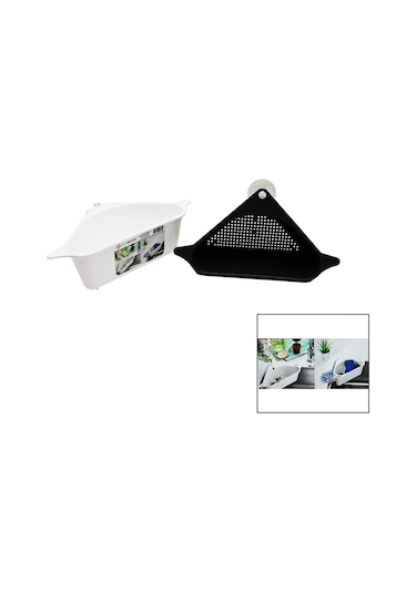 Süzgeçli Lavabo Düzenleyici Plastik Köşe Rafı Vantuzlu Çok Renkli