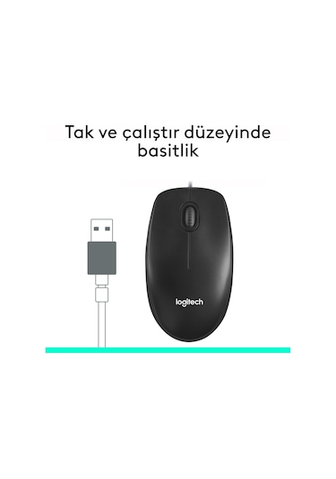 Logitech M100 Kablolu 1000 Dpı Usb Mouse - Siyah M100