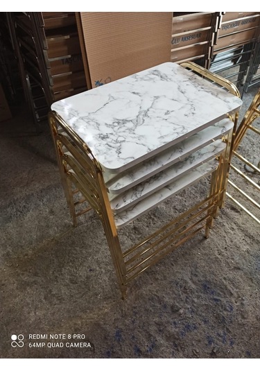 Zigon Sehpa Tepsi Zigon Model Sarı Nikelaj Kaplama Metal Ayaklı (540935729)