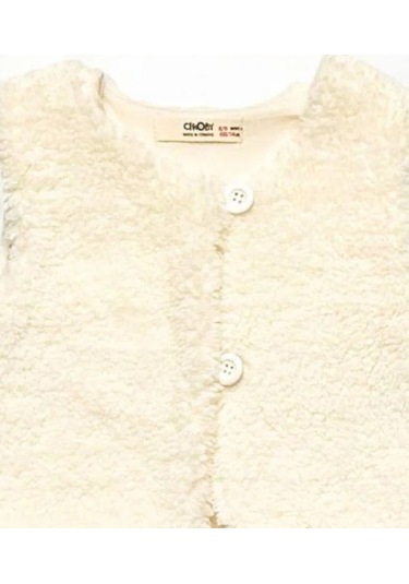 Kız Bebek Peluş Yelek-14866 Ekru