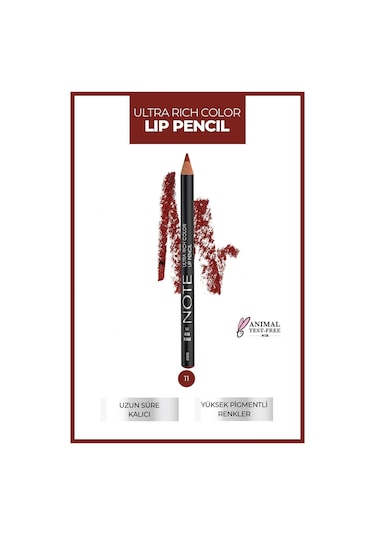 Note Cosmetique Ultra Rich Color Lip Pencil Dudak Kalemi 11 Brick Red - Kırmızı