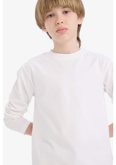 Defacto Erkek Çocuk Bisiklet Yaka Basic Düz Uzun Kollu Tişört K1686a625auwt34 Beyaz Defacto Erkek Çocuk Bisiklet Yaka Basic Düz Uzun Kollu Tişört K1686a625auwt34 Beyaz