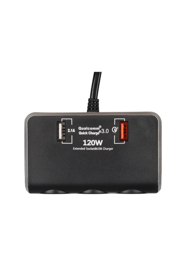 Olesson 1639 12-24v 3lü Çift Usbli 120w 80cm Kablolu Dijital Ekranlı Araç Çakmak Çoklayıcı