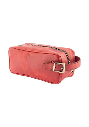 Twingold İsme Özel Dopp Kit Kişisel Bakım Ve Seyahat Çantası - %100 Rainbow Deri - Ac14004 - Kırmızı Kırmızı