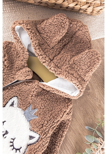 Babymod Kedi Figürlü Peluş Welsoft Kız/erkek Bebek Tulum Kahverengi