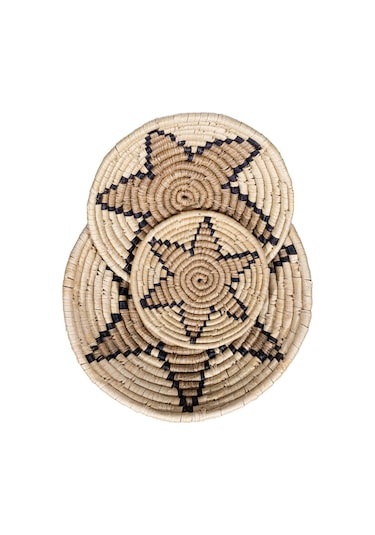 Meander Natural Bambu Afrikan El Yapımı Yıldız Duvar Tabağı Deko