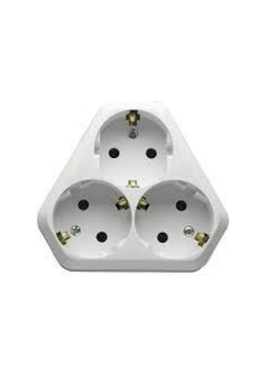 Makel 3lü Üçgen Topraklı Golyat Priz Beyaz