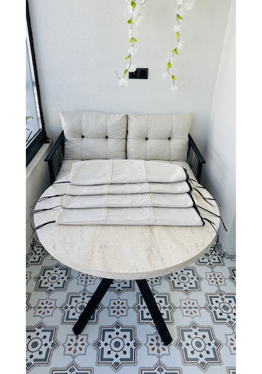Bahçe Balkon Takımı Minder Kılıfı 1 Adet Krem