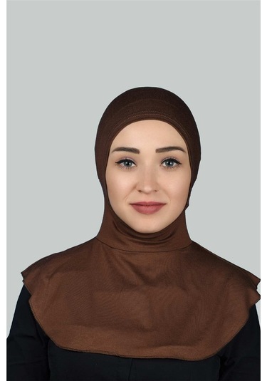 Kadın Tesettür Pratik Boyunluklu Hijab - Sporcu Bone Çikolata