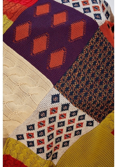 Peraluna Çift Kişilik Patch Özel Tasarım Battaniye 170X250 Cm-170X250 Cm Karışık