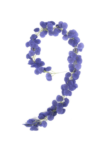 Xindoker 2 Metre Uzunlukta Su Geçirmez Mavi Yapay Eukaliptus Yaprakları - Dışarıdaki Ve İçerdeki Dekorasyonlar İçin Dayanıklı İpek Kumaş