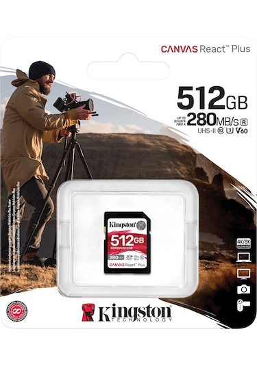Kingston SDR2V6 Canvas React Plus V60 512 GB D Hafıza Kartı