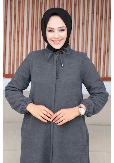 Şönil Kumaş Kışlık Comfort Ferace / Gri - F0501 Gri